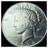 1934-S Silver Peace Dollar CHOICE AU