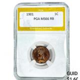 1901 Indian Head Cent PGA MS66 RB
