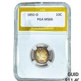 1892-O Wheat Dime PGA MS66
