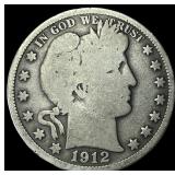 1912 Silver Barber Half Dollar LIGHTLY CIRCULATED
