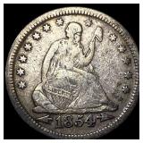 1854 Arrows Seated Liberty Quarter LIGHTLY CIRCULA