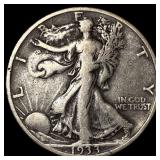 1933-S Silver Walking Liberty Half Dollar NEARLY U