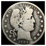 1904-S Silver Barber Half Dollar NICELY CIRCULATED