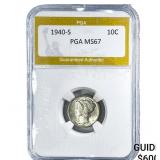 1940-S Mercury Silver Dime PGA MS67