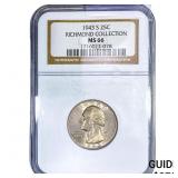 1943-S Washington Silver Quarter NGC MS66