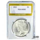 1922 Silver Peace Dollar PGA MS65