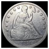1871 Silver Seated Liberty Dollar NEARLY UNCIRCULA