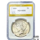 1924 Silver Peace Dollar PGA MS66