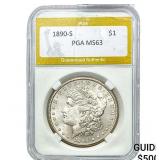 1890-S Morgan Silver Dollar PGA MS63