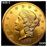 1858-S $20 Gold Double Eagle UNCIRCULATED