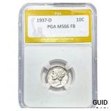 1937-D Mercury Silver Dime PGA MS66 FB
