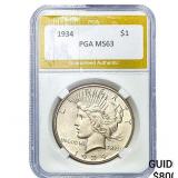 1934 Silver Peace Dollar PGA MS63