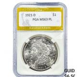 1921-D Morgan Silver Dollar PGA MS63 PL