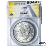 1887 Morgan Silver Dollar ANACS MS64