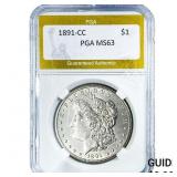 1891-CC Morgan Silver Dollar PGA MS63