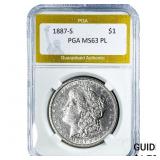 1887-S Morgan Silver Dollar PGA MS63 PL