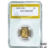 1909 VBD Wheat Cent PGA MS66 RD