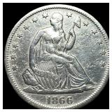 1866-S Silver Seated Liberty Half Dollar  ABOUT U