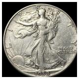 1938-D Silver Half Dollar Walking Liberty UNCIRCUL