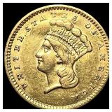 1856 Gold $1 Indian Princess Type 3 CHOICE AU