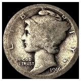 1916-D Silver Mercury Dime NICELY CIRCULATED