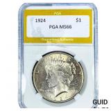1924 Silver Peace Dollar PGA MS66