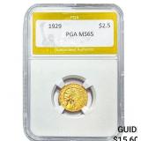 1929 $2.50 Gold Quarter Eagle PGA MS65