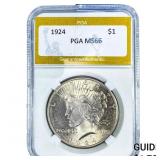 1924 Silver Peace Dollar PGA MS66