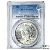 1922 Silver Peace Dollar PCGS MS64