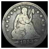 1853 Arrows/Rays Seated Liberty Silver Quarter NIC