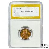 1919 Wheat Cent PGA MS66 RB