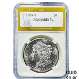 1889-S Morgan Silver Dollar PGA MS63 PL