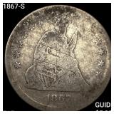 1867-S Seated Liberty Quarter NICELY CIRCULATED