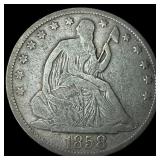 1858-O Silver Seated Liberty Half Dollar LIGHTLY C