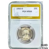 1950-D Washington Silver Quarter PGA MS66