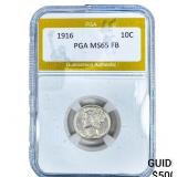 1916 Mercury Silver Dime PGA MS65