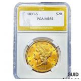 1893-S $20 Gold Double Eagle PGA MS65