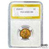 1928-D Wheat Cent PGA MS65 BN