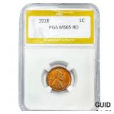 1918 Wheat Cent PGA MS65 RD