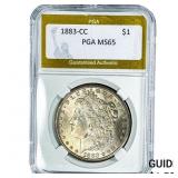 1883-CC Morgan Silver Dollar PGA MS65