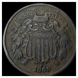 1869 Two-Cent Piece GEM BU