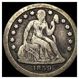 1859 Silver Seated Liberty Dime LIGHTLY CIRCULATED