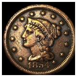1854 Braided Hair Large Cent CLOSELY UNCIRCULATED