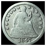 1847 Seated Liberty Half Dime NICELY CIRCULATED