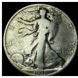 1938-D Silver Walking Liberty Half Dollar LIGHTLY