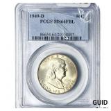 1949-D Franklin Half Dollar PCGS MS64 FBL