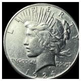 1924-S Silver Peace Dollar CHOICE AU