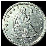 1857 Silver Seated Liberty Quarter UNCIRCULATED
