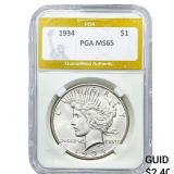 1934 Silver Peace Dollar PGA MS65