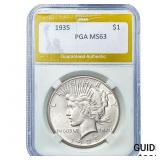 1935 Silver Peace Dollar PGA MS63